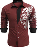 COOFANDY Mens Print Button Down Dress Shirt - Casual Long Sleeve Style