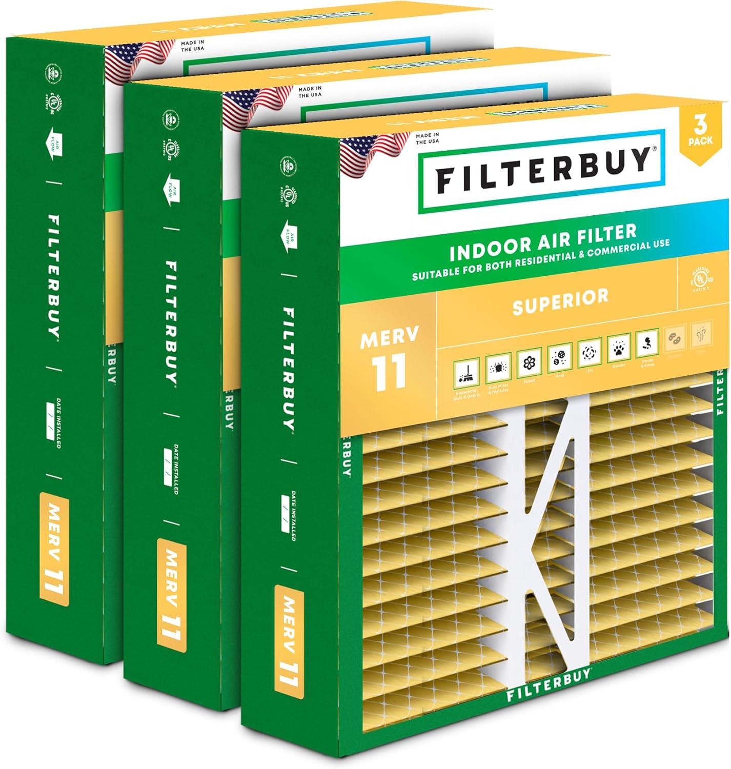 Filterbuy 16x22x5 Air Filter MERV 11 for Pet & Allergy Defense