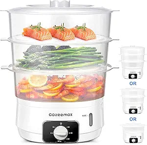 Cozeemax 3 Tier Electric Food Steamer for Fast Cooking