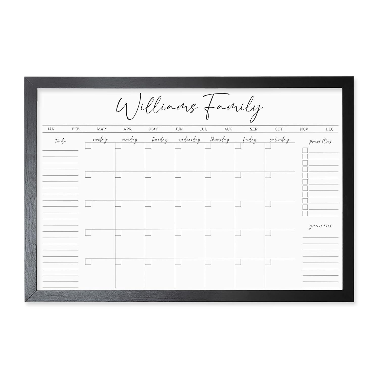 Personalized Dry Erase Wall Calendar for Home Organization