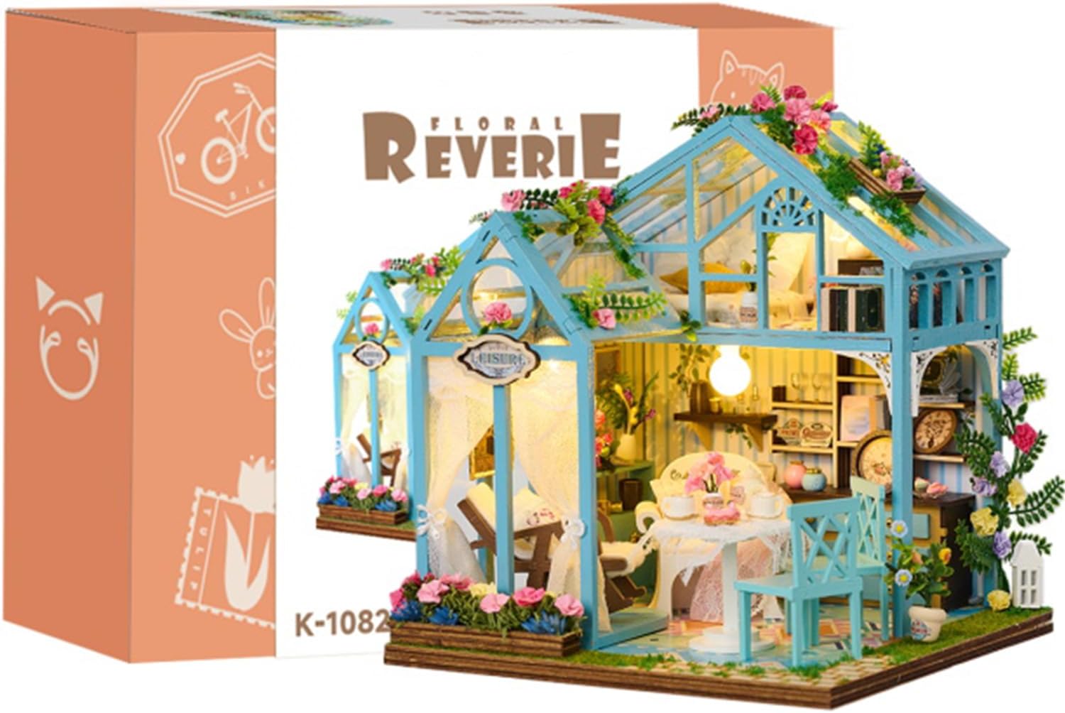 Floral Reverie Miniature House Kit with LED Light for DIY Lovers