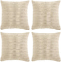 Boho Cream Corduroy Throw Pillow Covers 22x22 in 4-Pack - Soft Rustic