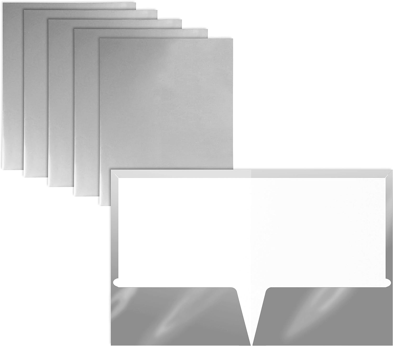 25 Pack Metallic Silver Paper Folders
