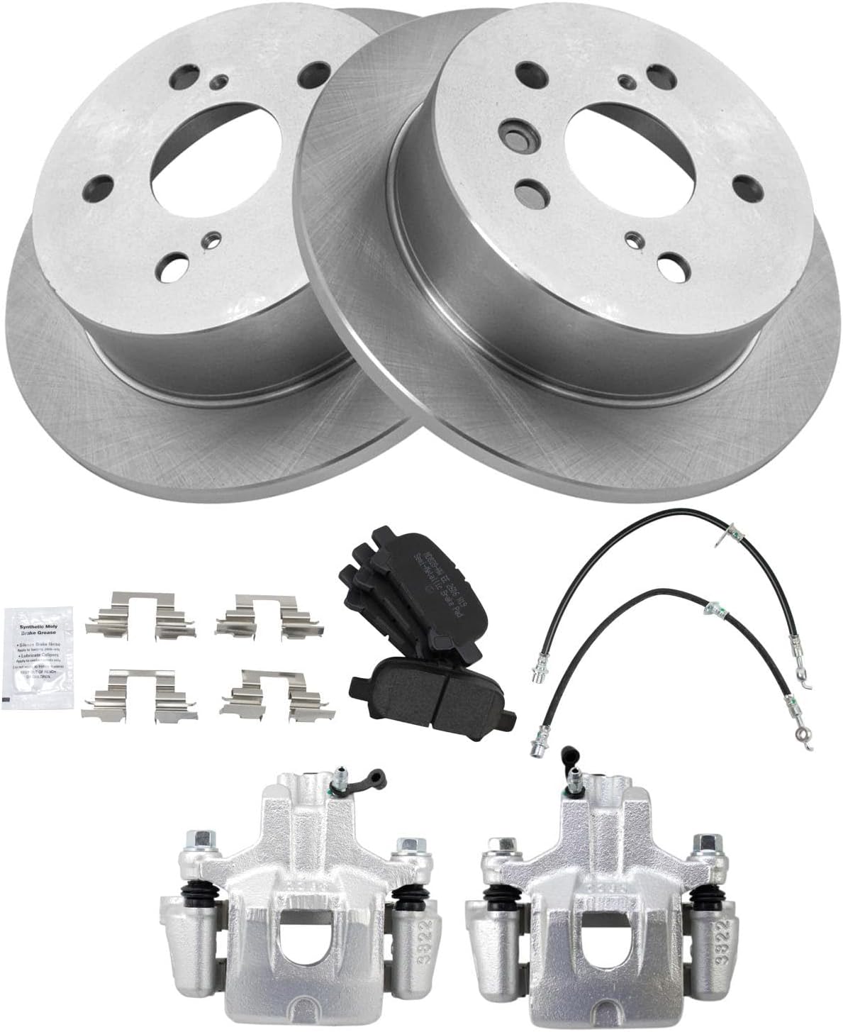 TRQ Rear Brake Pad & Rotor Kit for 2005 Toyota Avalon - Premium