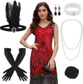 1920s Dresses for Women Sequin Flapper Dress with Accessories Set
