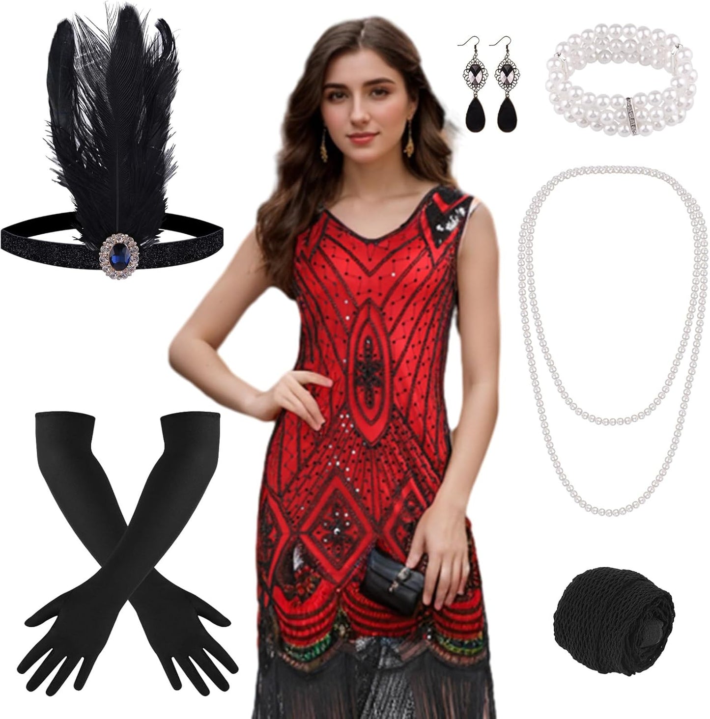 1920s Dresses for Women - Sequin Fringed Gatsby Flapper Style