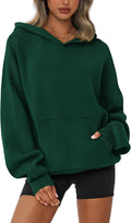 dowerme Women Oversized Lantern Sleeve Hooded Sweater - Cozy Fit