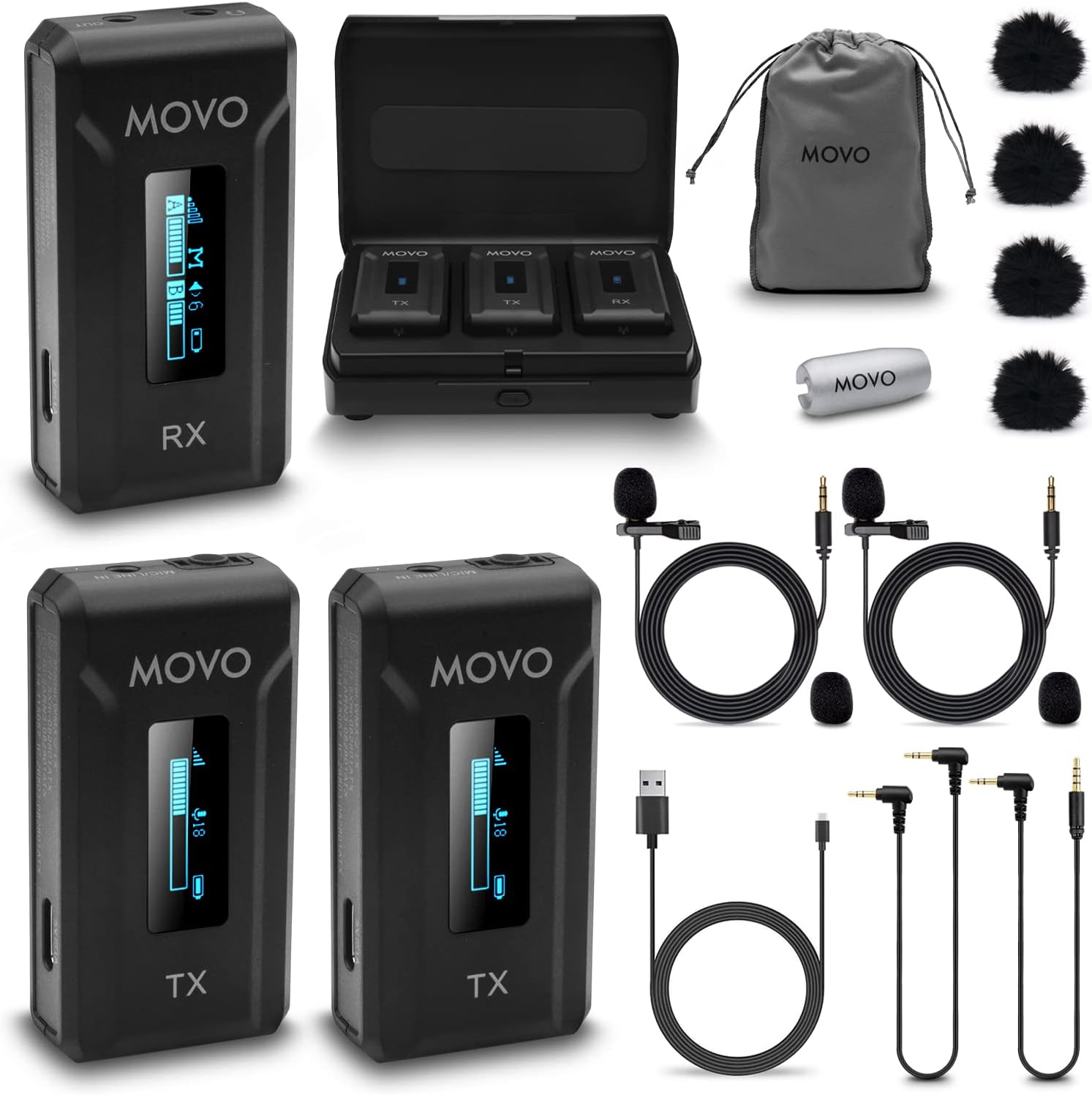 Movo WMX-2-DUO Wireless Camera Microphone for Vlogging