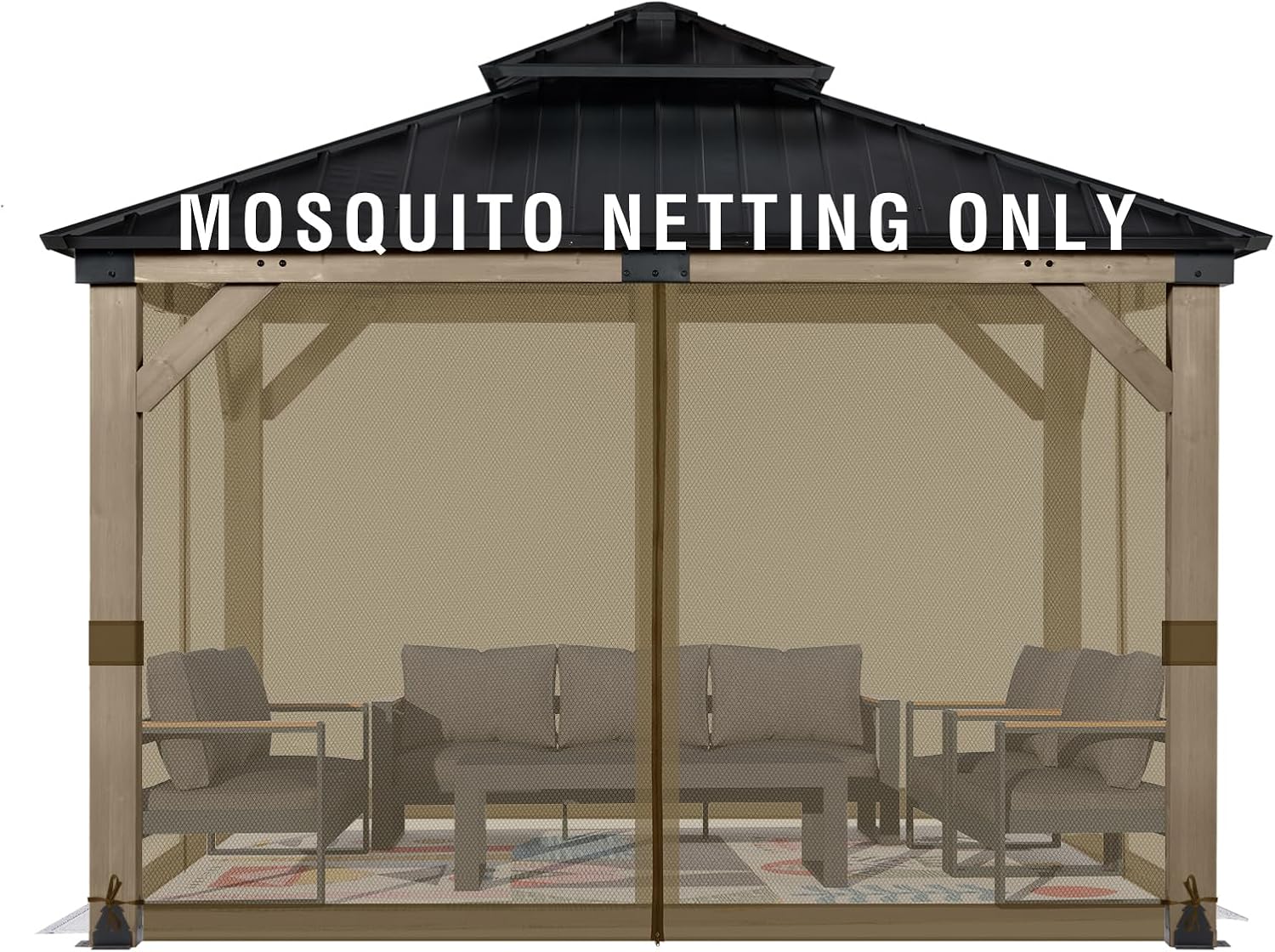 Aoodor 12x12 ft Gazebo Mosquito Netting for Outdoor Spaces
