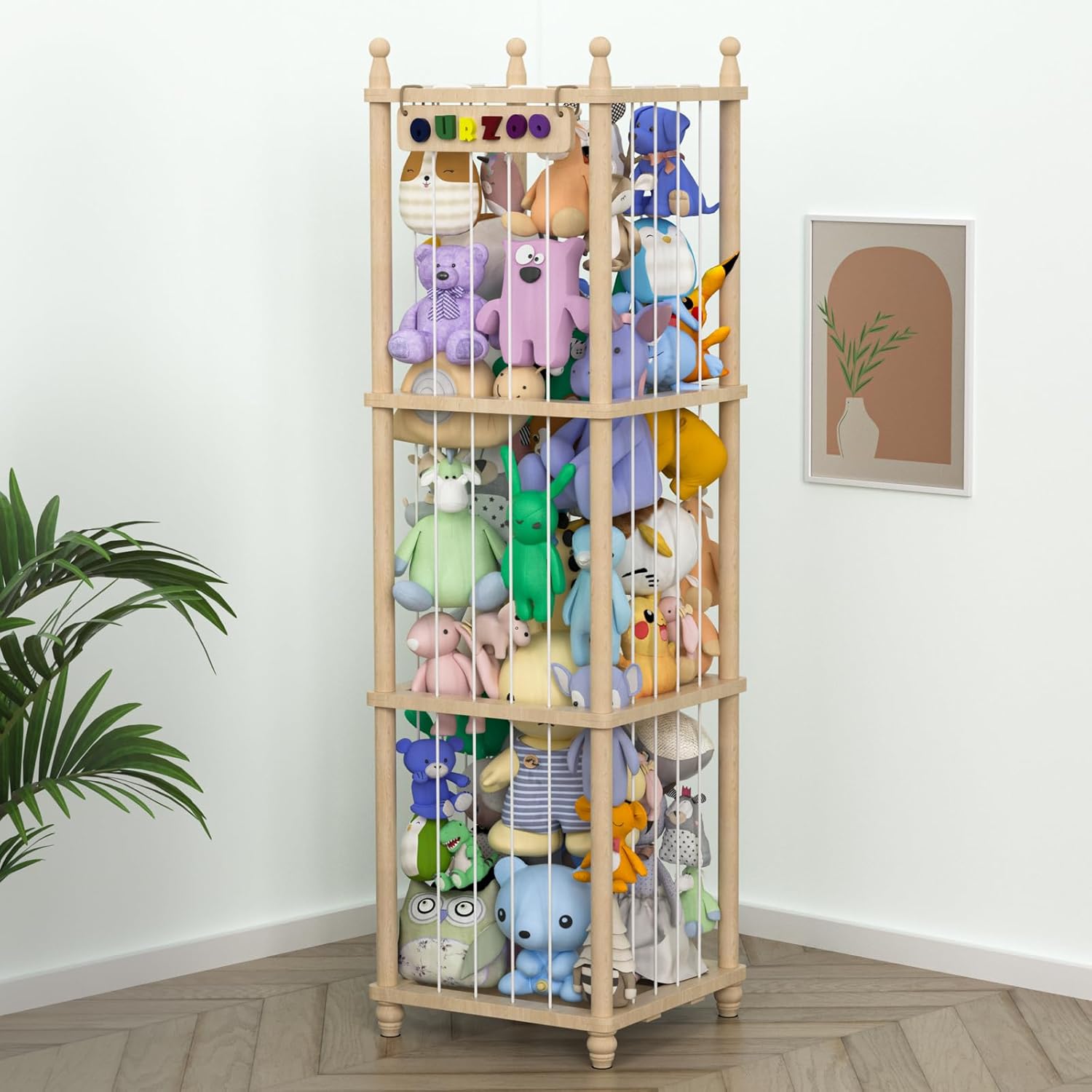 Stuffed Animal Storage Zoo Organizer for Kids Playroom Decor