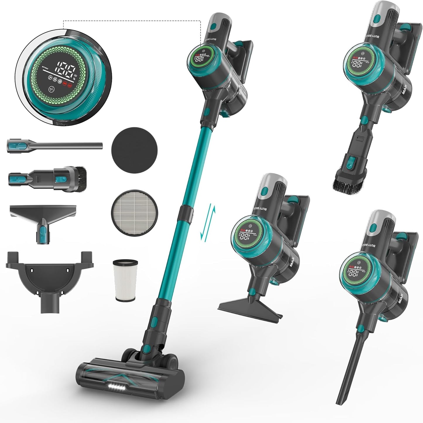Powerful 4-in-1 Cordless Vacuum - 45Kpa, 50Mins Runtime