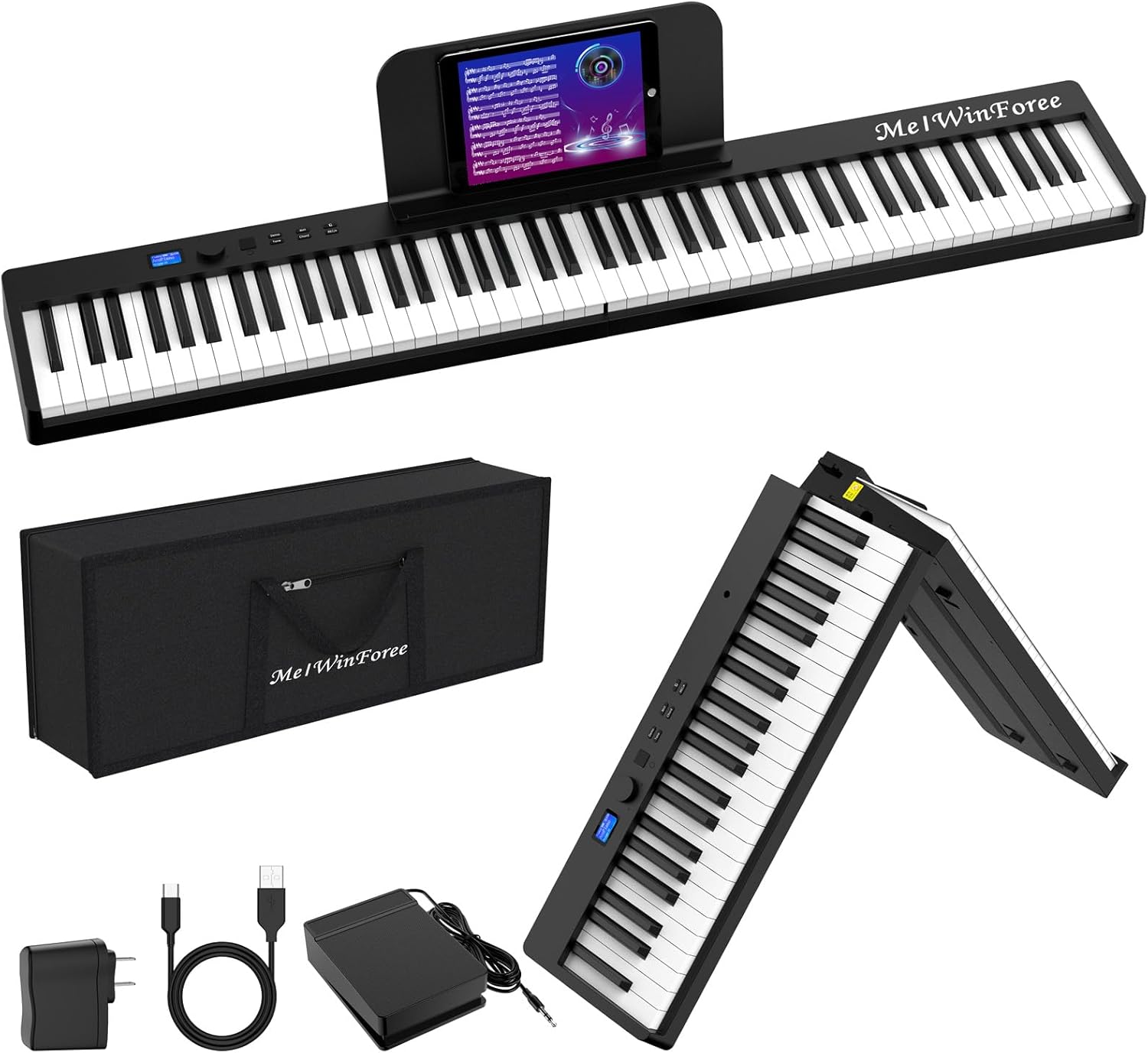 Foldable 88-Key Electric Piano - Portable & Full-Size