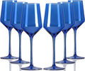 Blue Wine Glasses Set of 6 - Colorful Crystal Stemware
