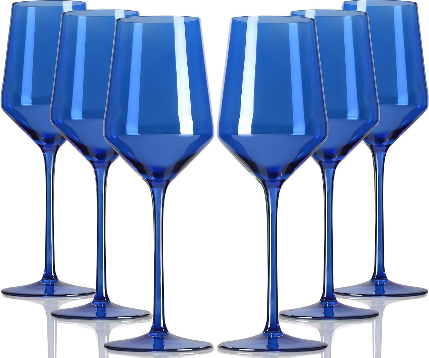 Colorful Blue Wine Glasses Set of 6 - Perfect for Celebrations