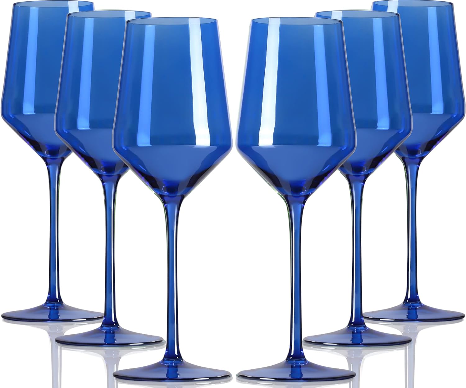 Colorful Blue Wine Glasses Set of 6 - Perfect for Celebrations
