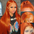 Ginger Lace Front Wig Human Hair 26in Ginger Orange - Natural HD Lace