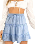 Alelly Women's High Waist Ruffle Floral Mini Skirt - Summer Swing