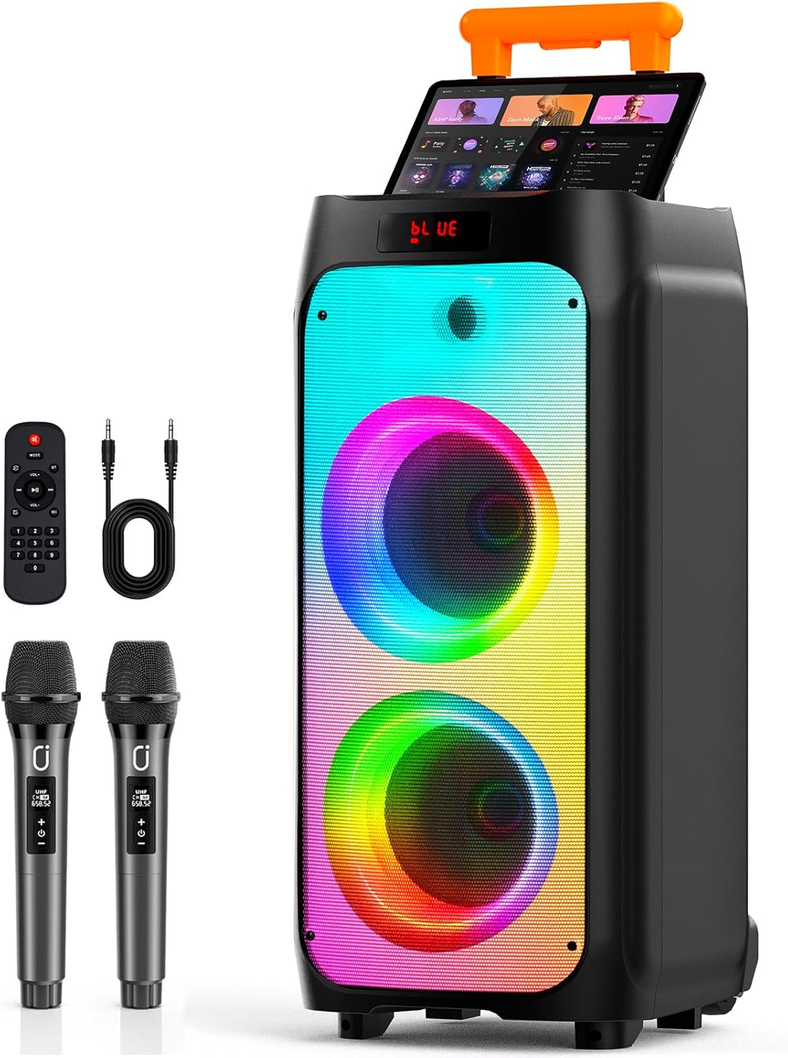 Karaoke Machine with 2 Wireless Microphones for Parties
