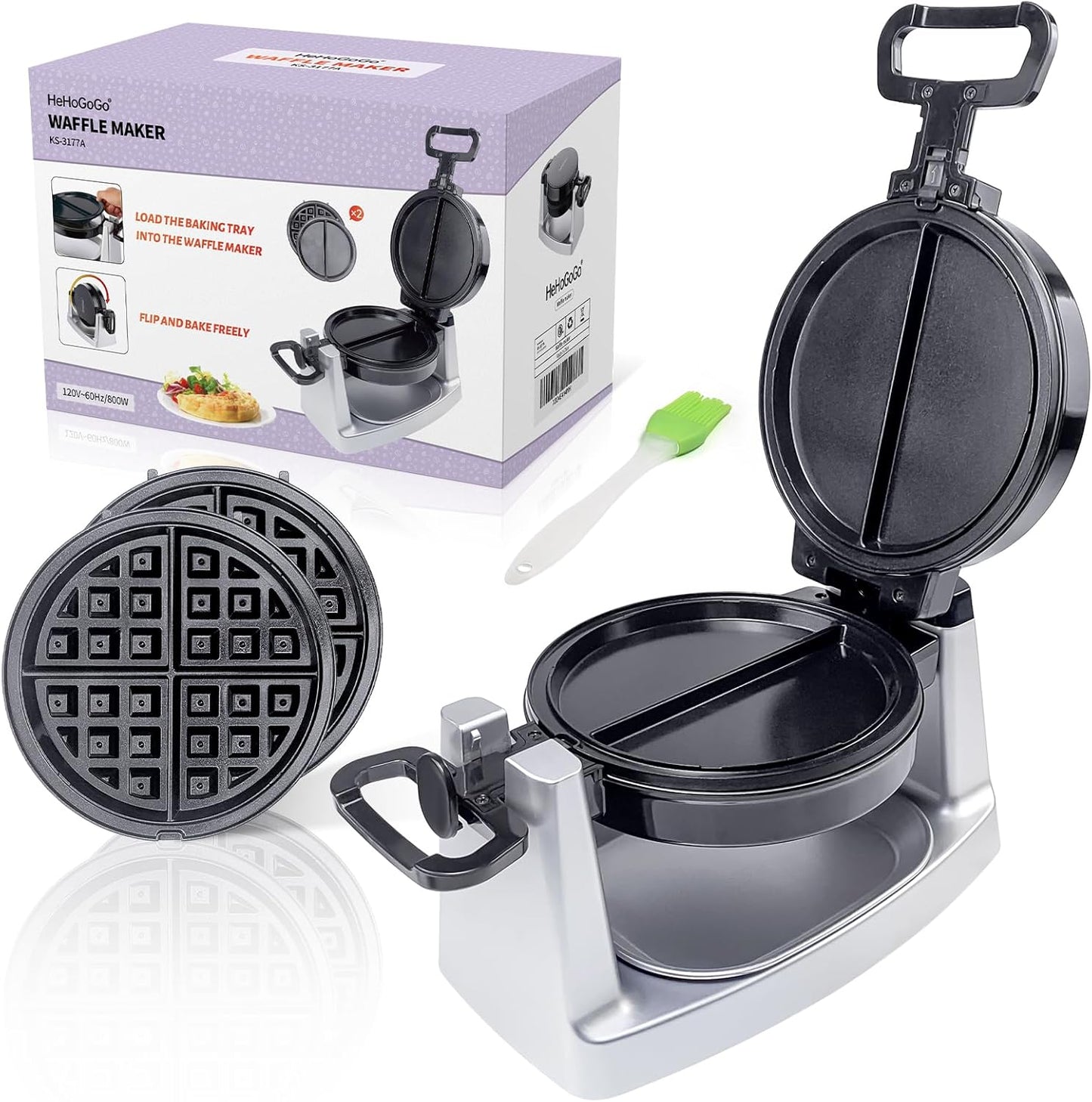 2-in-1 Rotating Waffle & Omelet Maker ~ Non-Stick