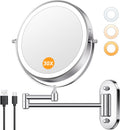 1X/30X Wall Mounted Makeup Mirror with Light - Rechargeable 8in