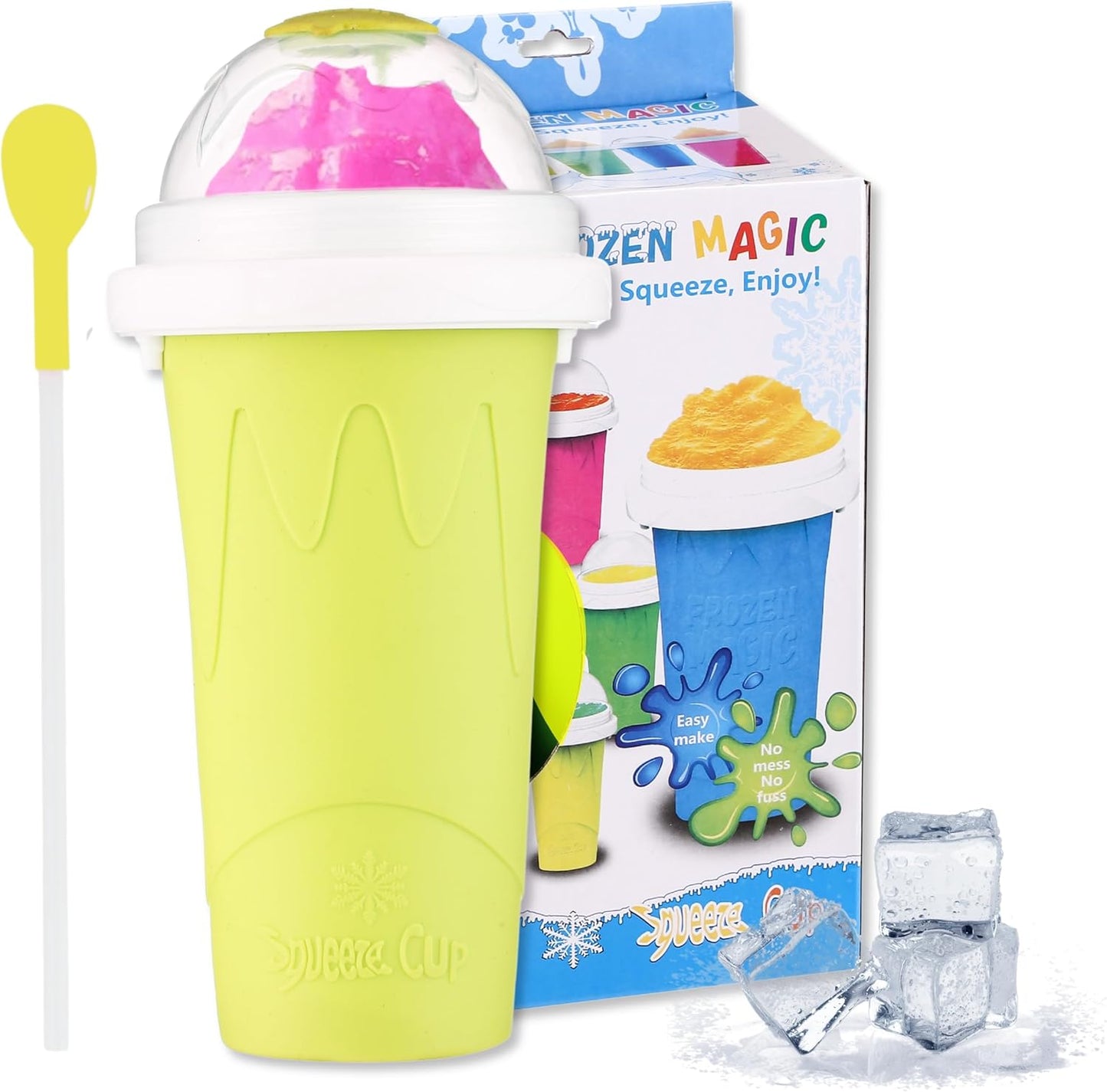 Quick Freeze Slushy Maker Cup | Double Layer Homemade Ice Slushie | Pink
