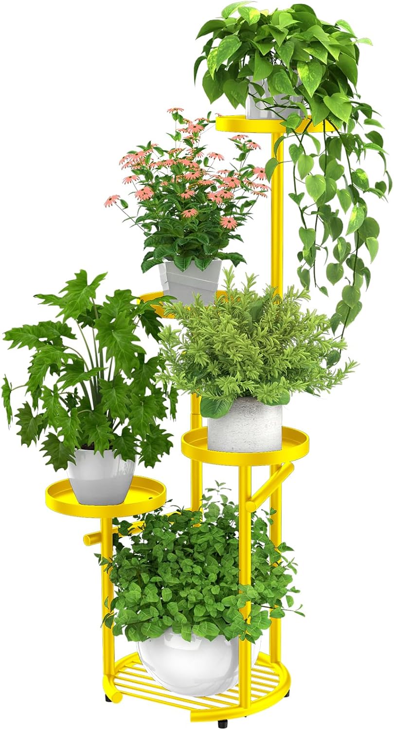TOSKING 5 Tier Metal Plant Stand for Indoor and Outdoor Use