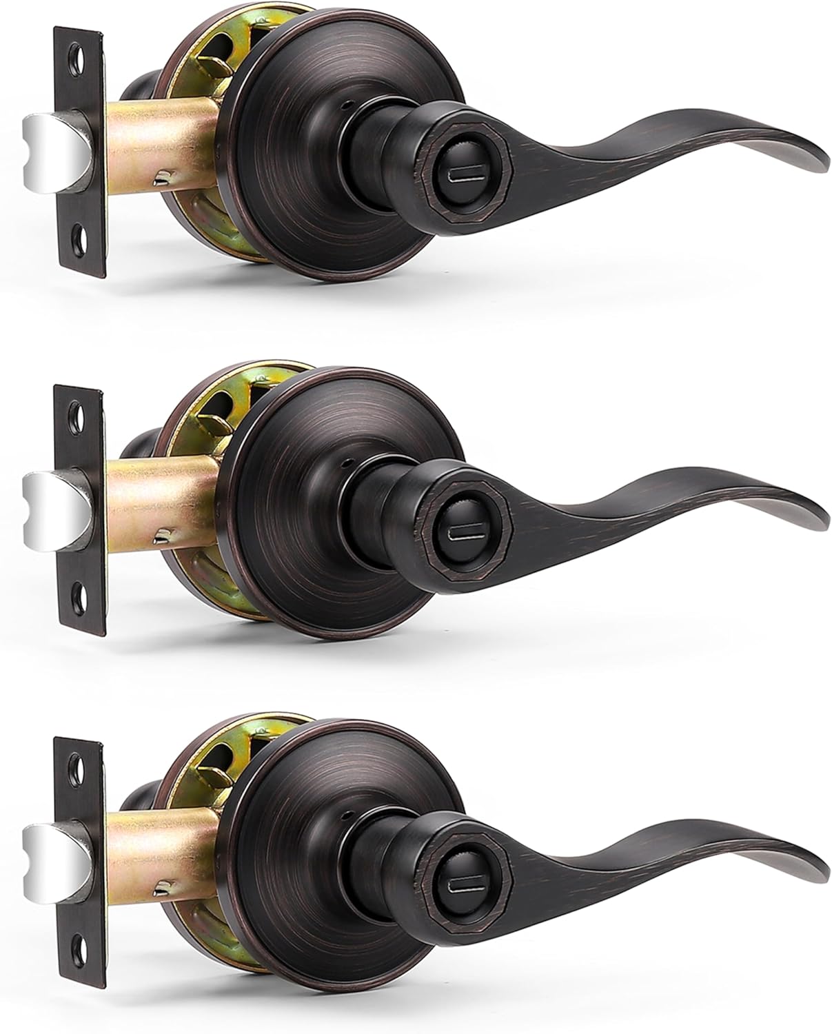 Probrico Oil Rubbed Bronze Wave Privacy Door Levers for Home