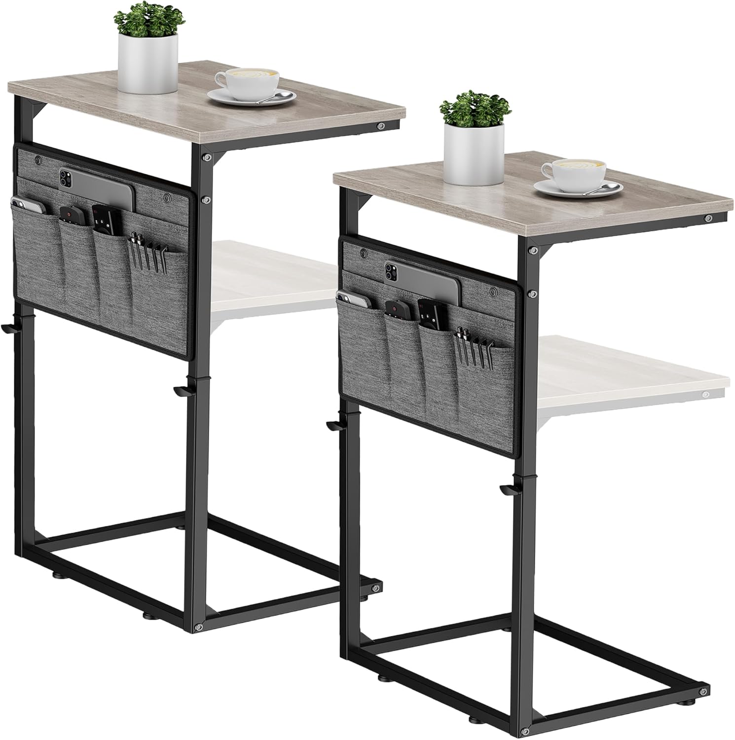 Vagusicc C Shaped End Table Set of 2 for Small Spaces
