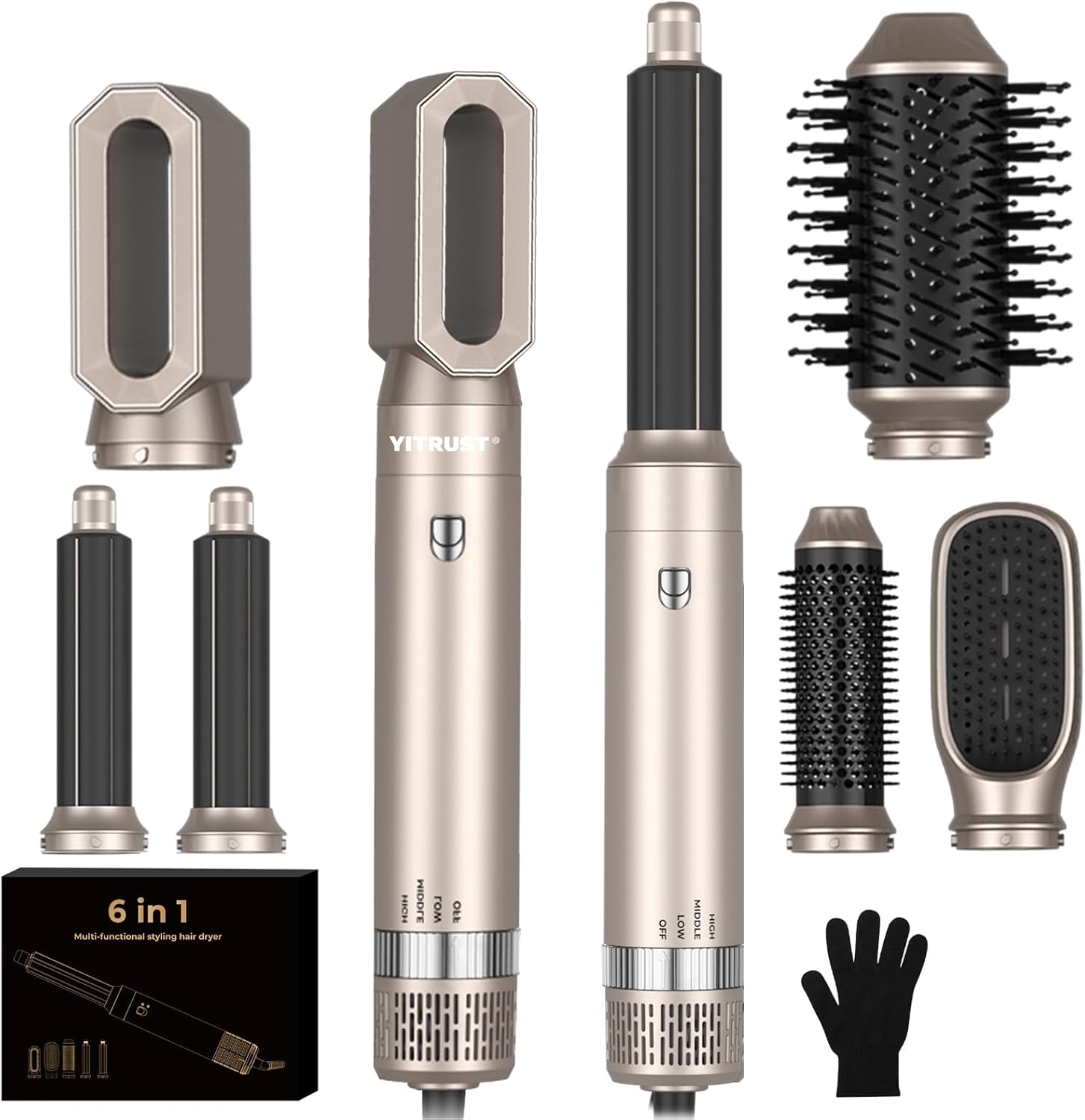6-in-1 Hair Styler - Fast Ionic Volumizer & Straightener