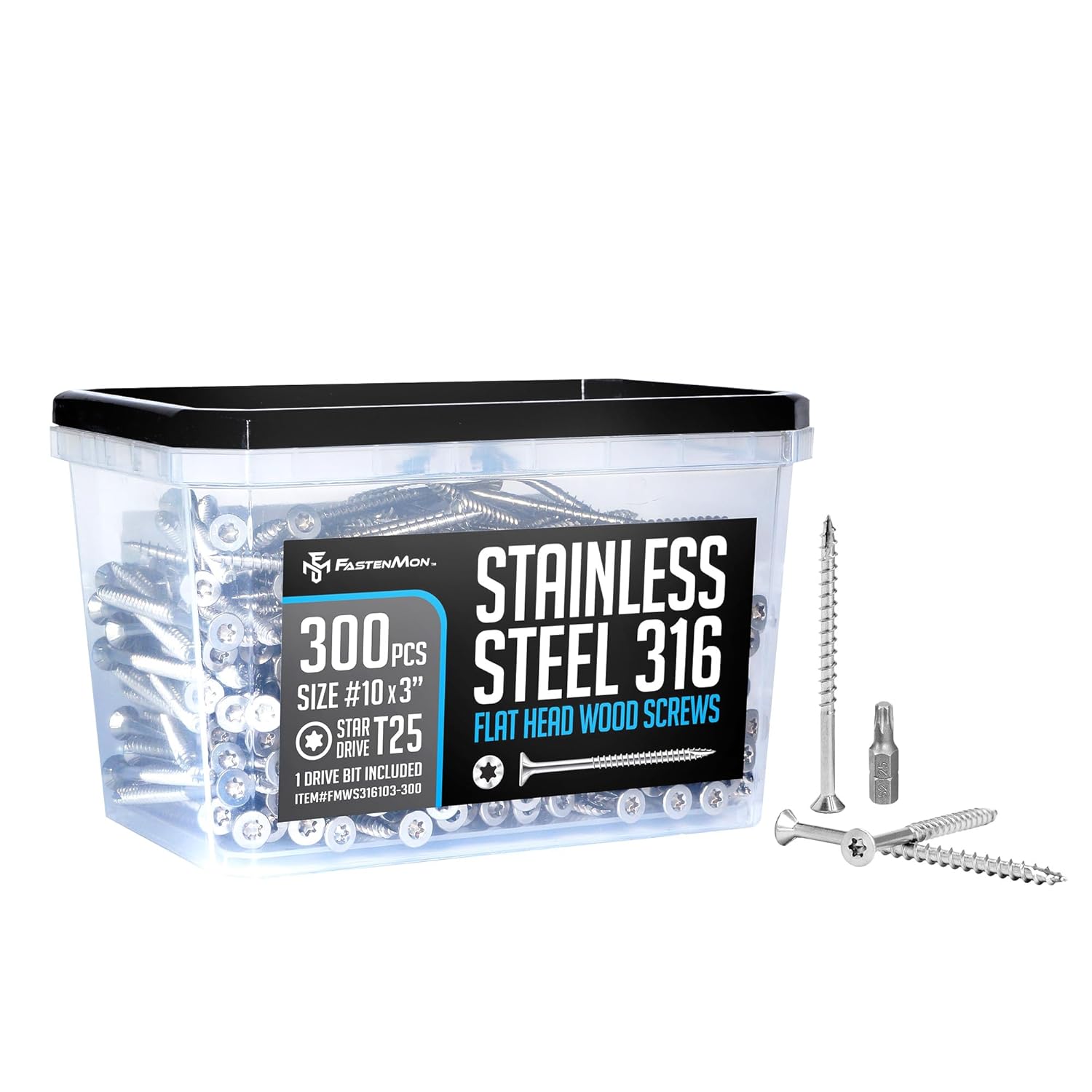#10 x 3 Marine Grade Stainless Steel Wood Screws - 300 Pack