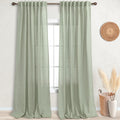 Sage Green Curtains 108 in Long Semi Sheer Linen Blend - Light