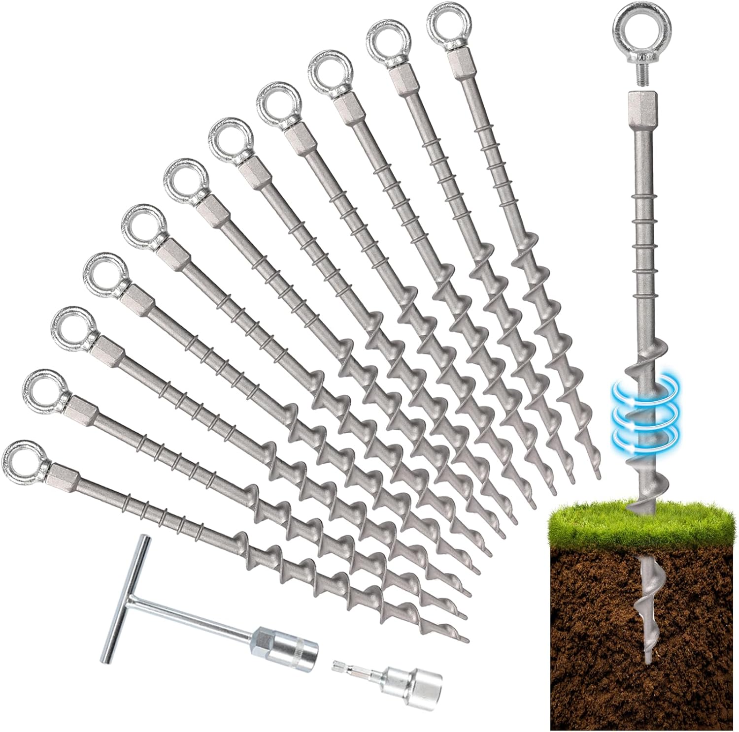 12 Pcs 14in Ground Anchors for Camping Tents and Outdoor Use
