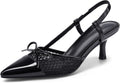 Coutgo Womens Bow Tie Slingback Pumps Pointed Toe Kitten Heel kettien