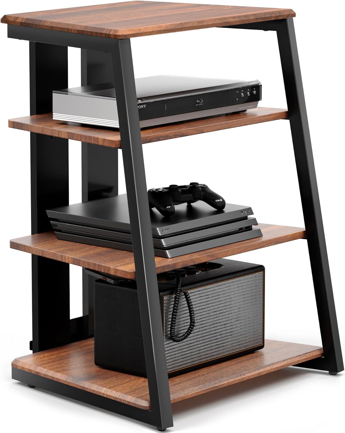 Height Adjustable Wooden AV Media Stand - Walnut