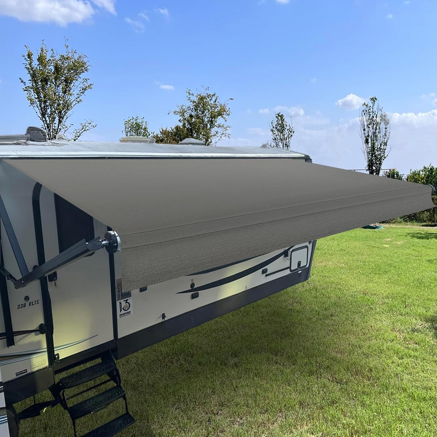 Durable RV Awning Fabric Replacement, Smoke Grey 18ft2