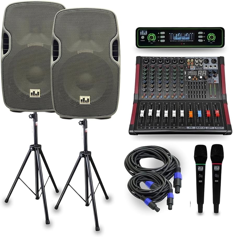 MUSYSIC Portable PA System with Wireless Microphone and Speakers