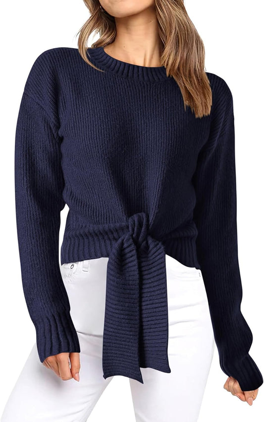 Okiwam Women's Long Sleeve Cropped Sweater for Fall Fashion