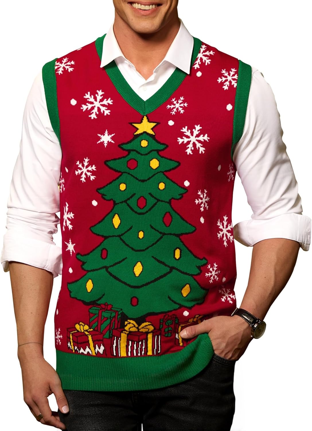 Arvilhill Mens Christmas Vest Sweater for Holiday Fun and Style