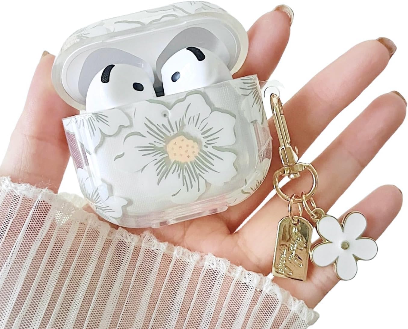 Floral Cartoon AirPods 4 Case with Keychain