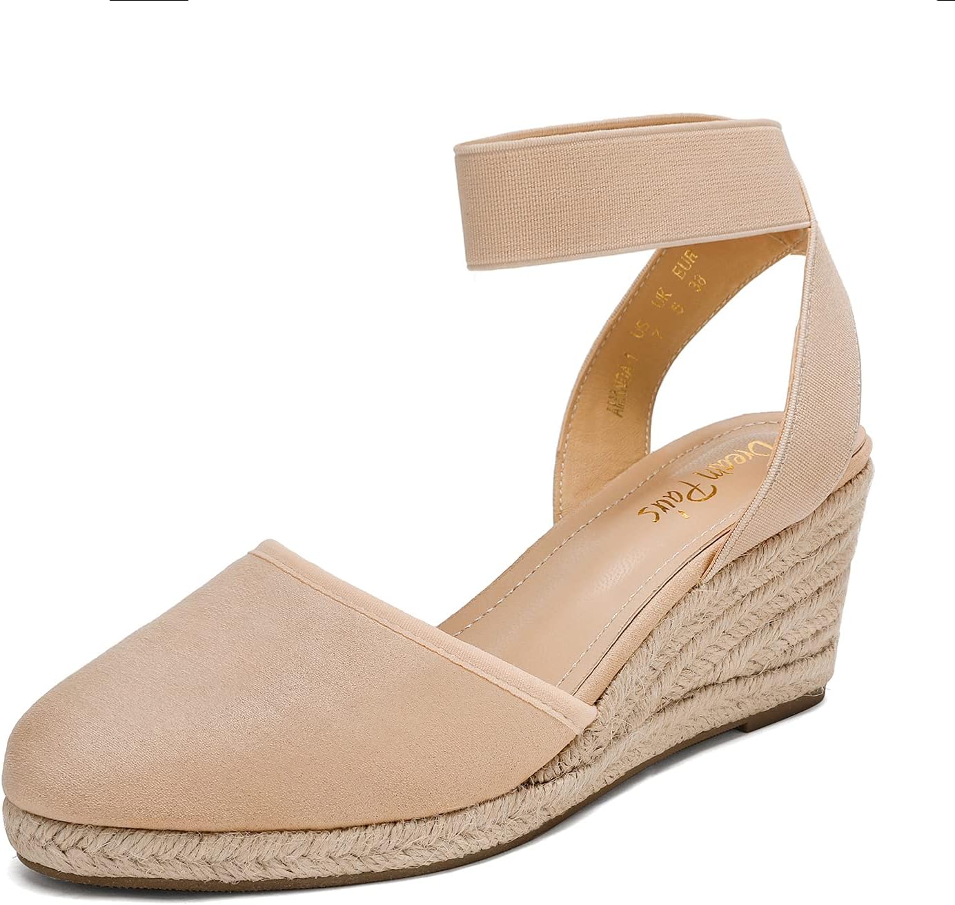 DREAM PAIRS Women's Elastic Ankle Strap Espadrilles Sandals