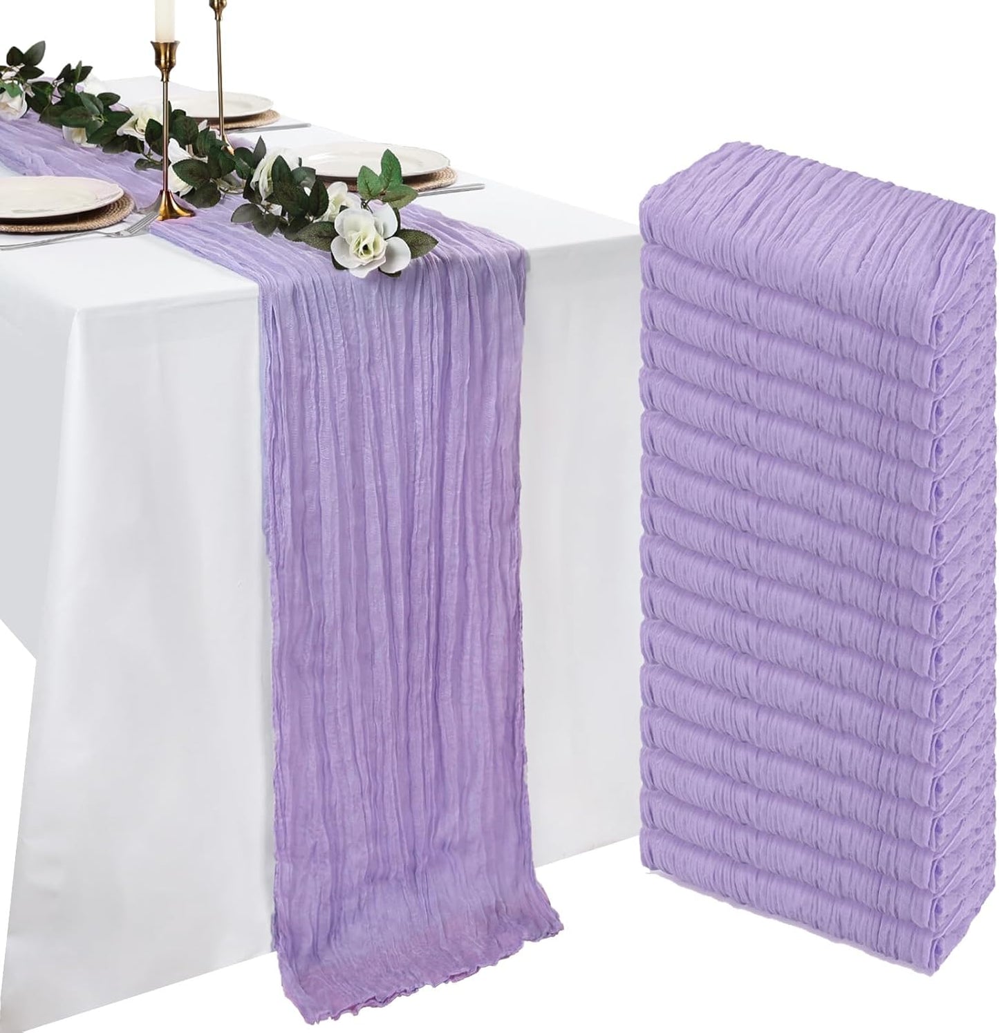16 Pack Lilac Purple Cheesecloth Table Runner for Events