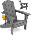 Folding Adirondack Chair with Cup Holder - Adjustable 3-Position