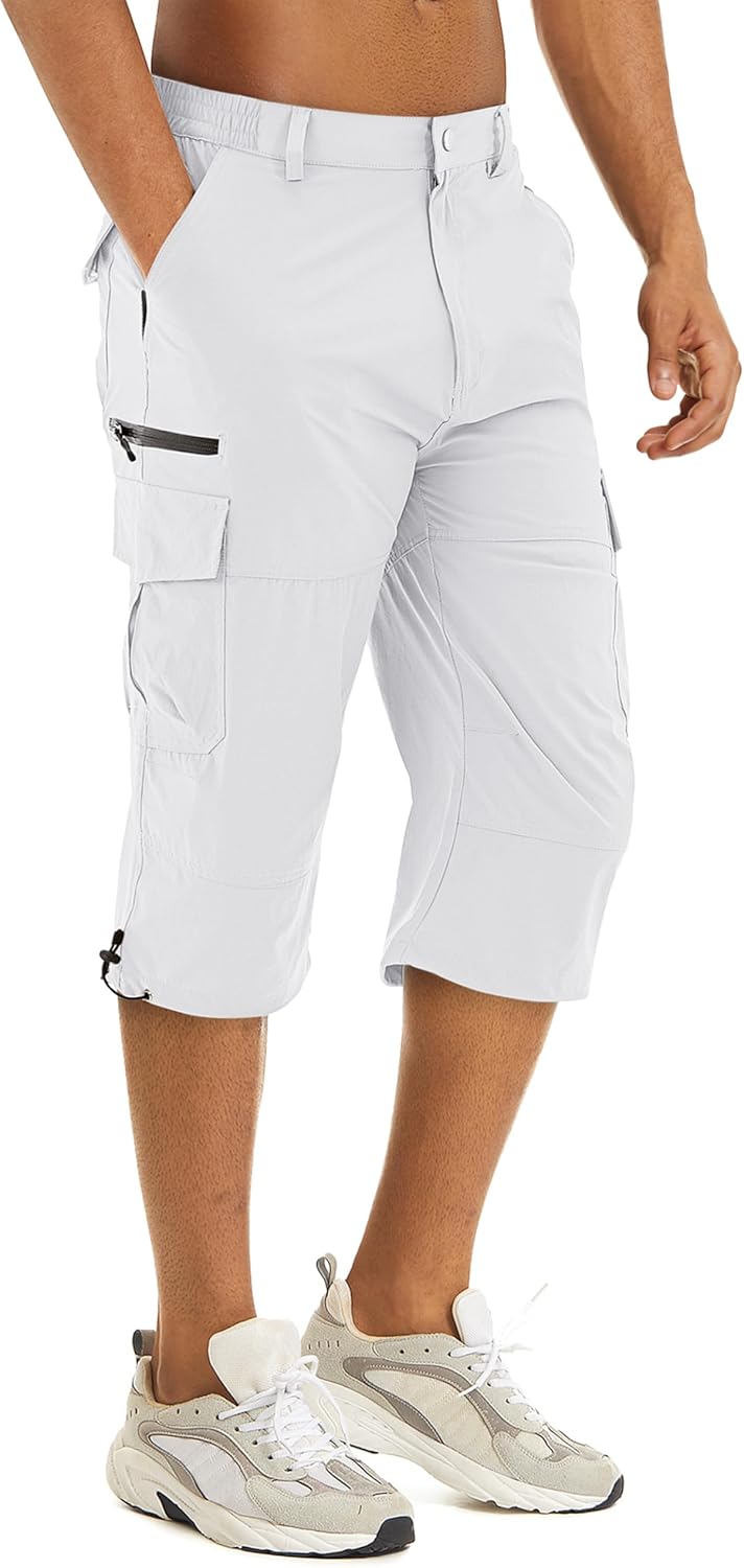 TACVASEN Men's Capri Pants Quick Dry Cargo Hiking Shorts