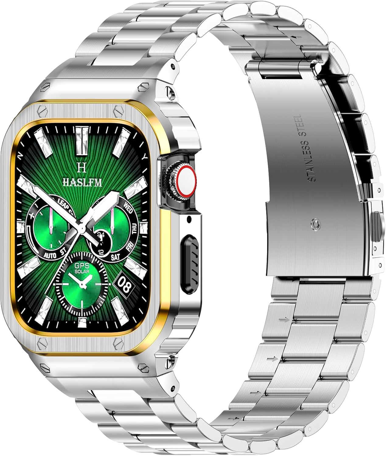HASLFM Stainless Steel Band with Case for Apple Watch Series 6