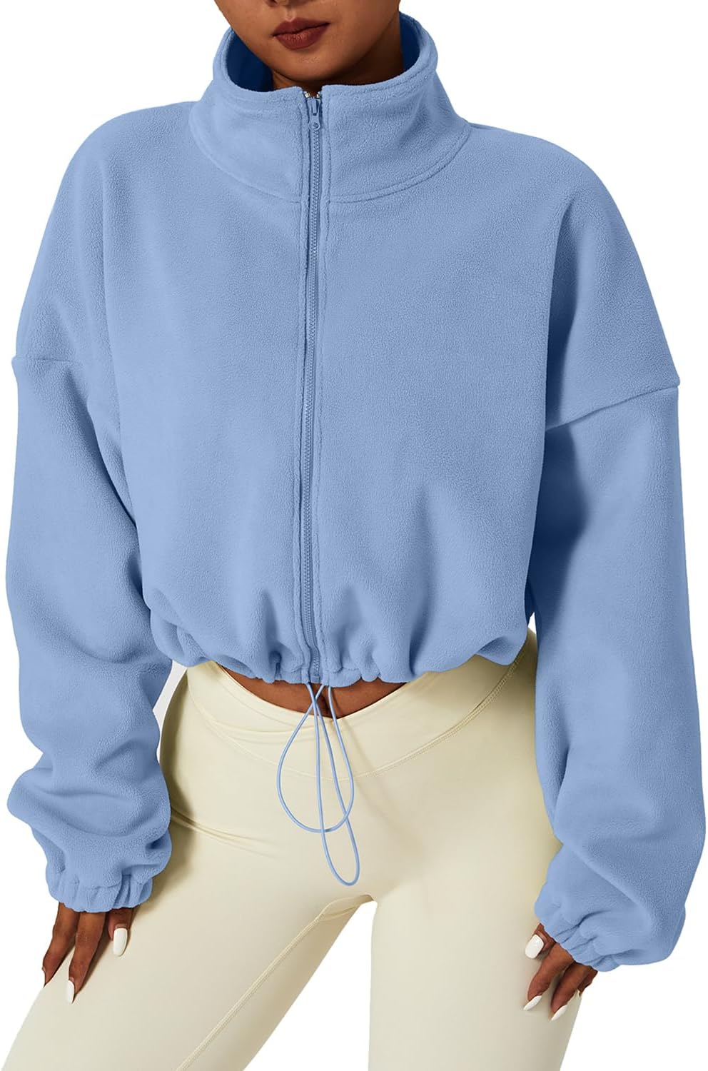 QINSEN Women's Full Zip Fleece Short Jacket for Winter Comfort