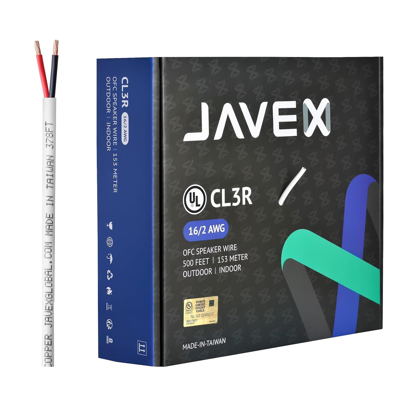 JAVEX 16/2 Speaker Wire 500 FT for Home Theater and Audio Systems