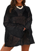 Women's Crochet Sheer Kaftan Beach Dress Coverup - Lightweight Sparkle