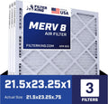 MERV 8 Air Filter 21.5x23.25x1 - 3-Pack for HVAC Systems