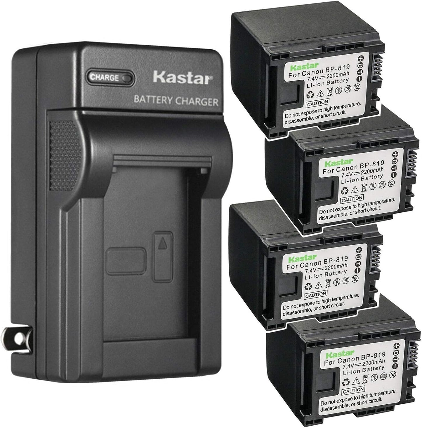 Kastar 4-Pack Battery and AC Wall Charger for Canon VIXIA