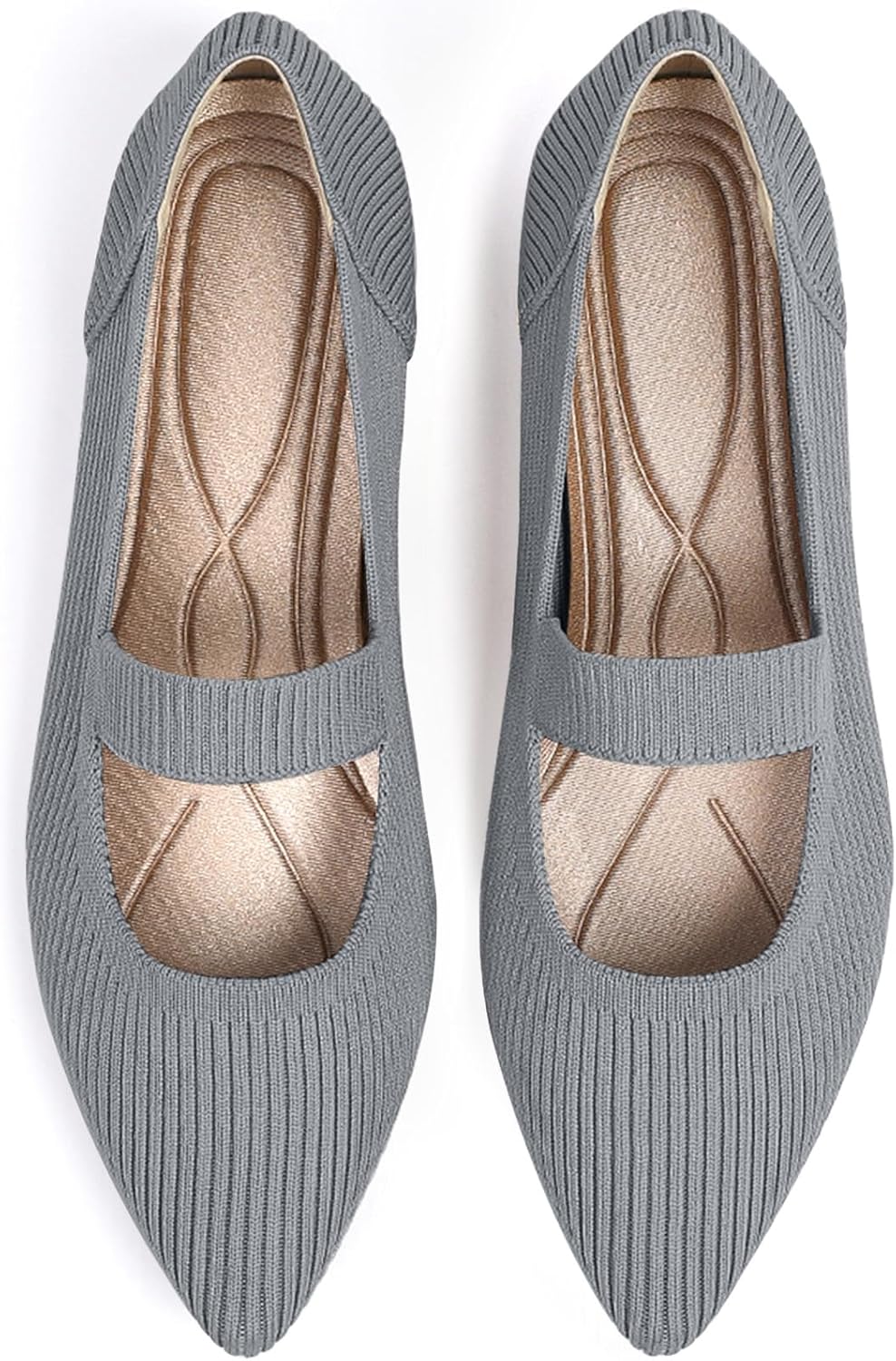 Women's Flats Shoes Pointed Toe Knit Washable Ballet Comfort